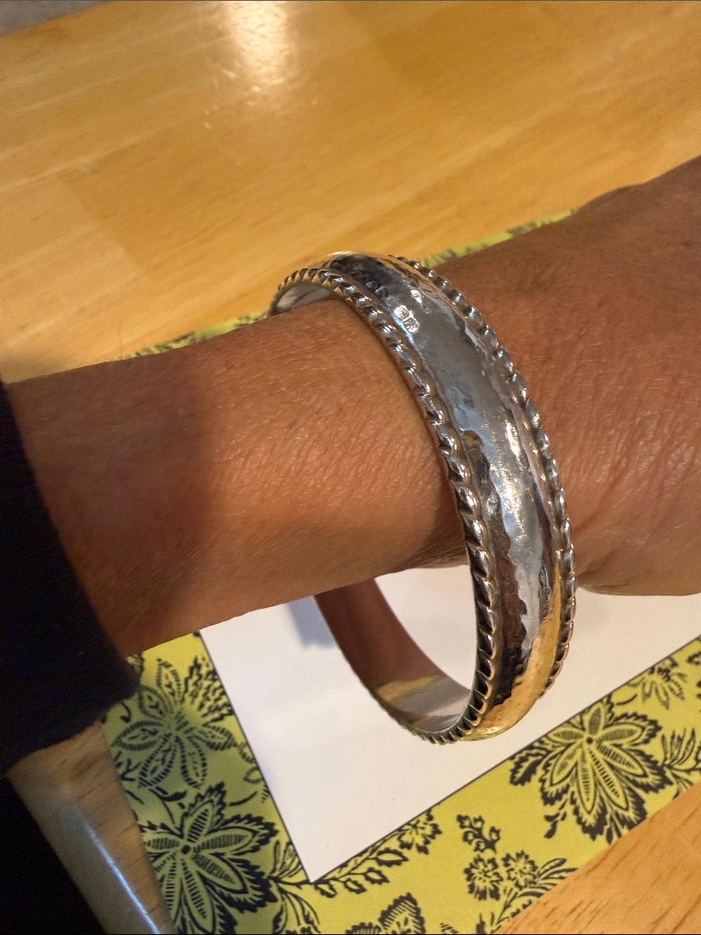 Brighton Silver-Tone Hammered Rope-Edge Bangle
